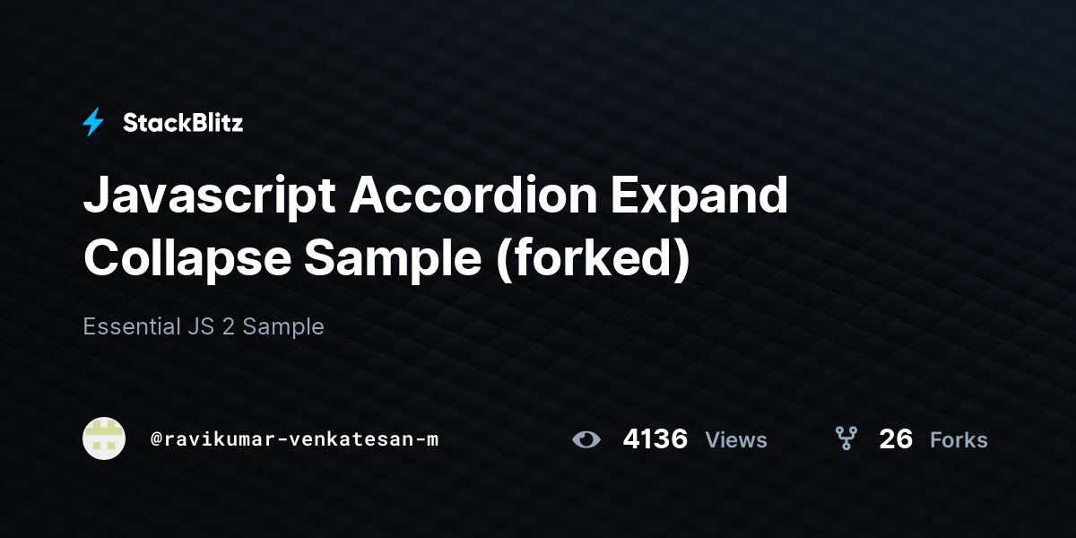 Javascript Accordion Expand Collapse Sample (forked) StackBlitz
