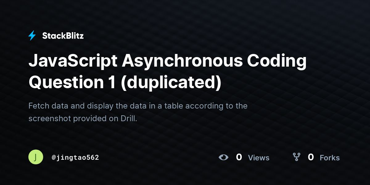 JavaScript Asynchronous Coding Question 1 (duplicated) - StackBlitz