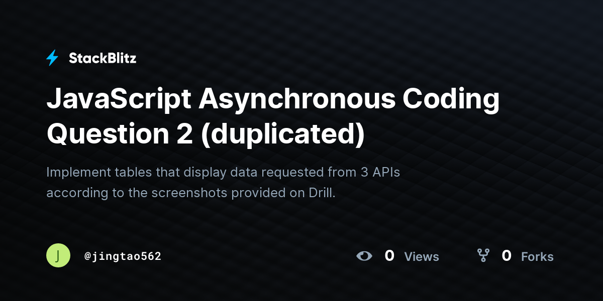 JavaScript Asynchronous Coding Question 2 (duplicated) - StackBlitz