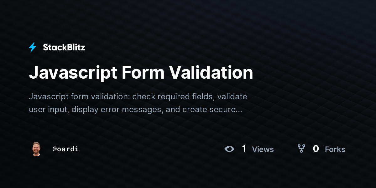 Javascript Form Validation - StackBlitz