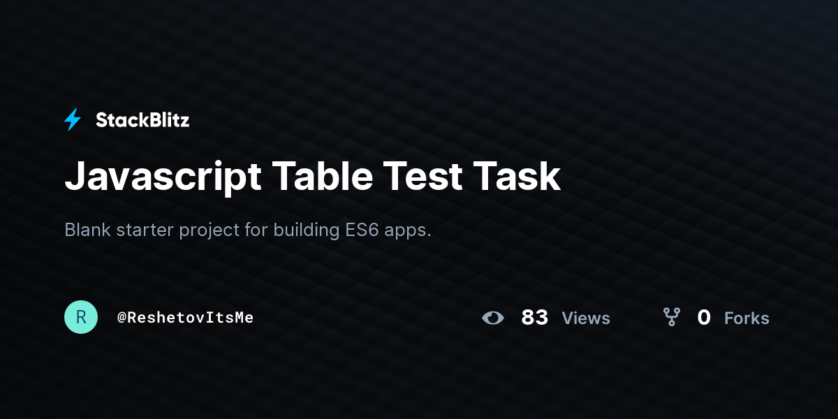 Javascript Table Test Task - StackBlitz