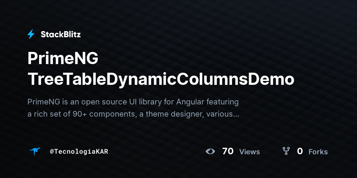 PrimeNG TreeTableDynamicColumnsDemo - StackBlitz