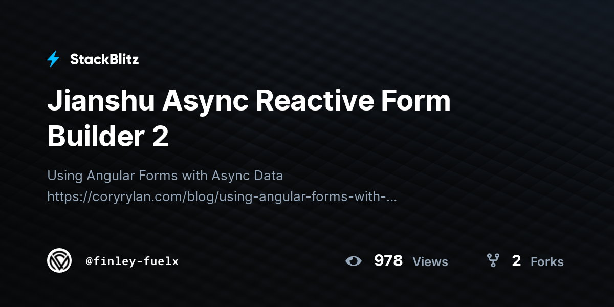 Jianshu Async Reactive Form Builder 2 - StackBlitz