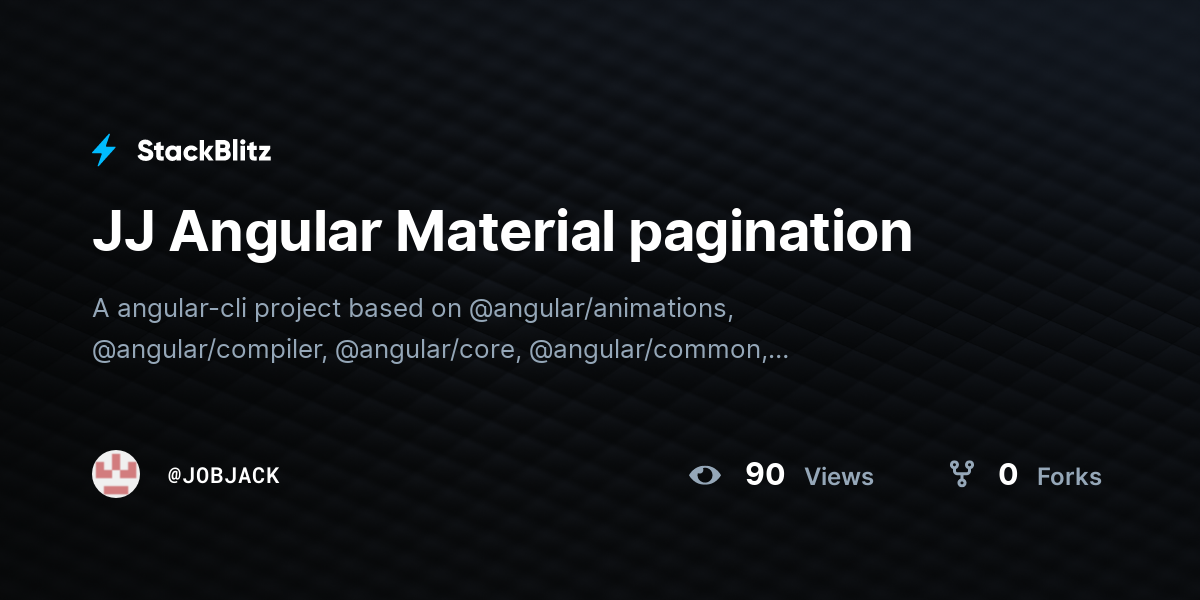 JJ Angular Material pagination - StackBlitz
