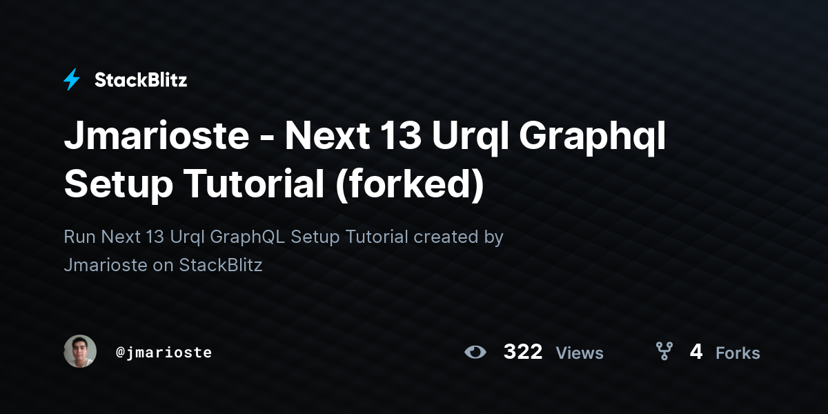 Jmarioste - Next 13 Urql Graphql Setup Tutorial (forked) - StackBlitz