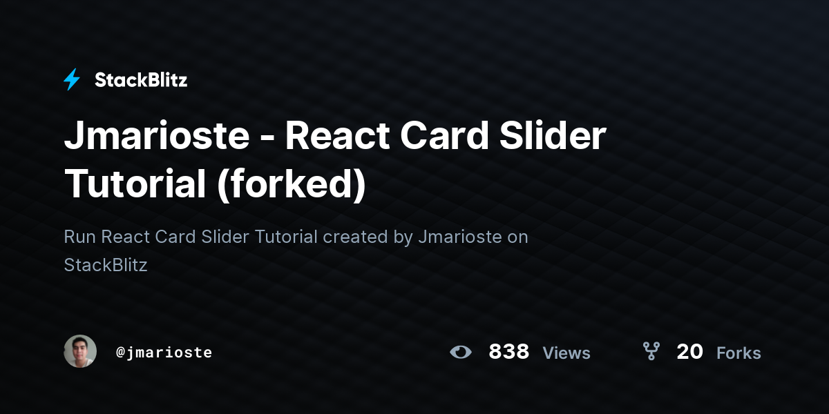 Jmarioste - React Card Slider Tutorial (forked) - StackBlitz