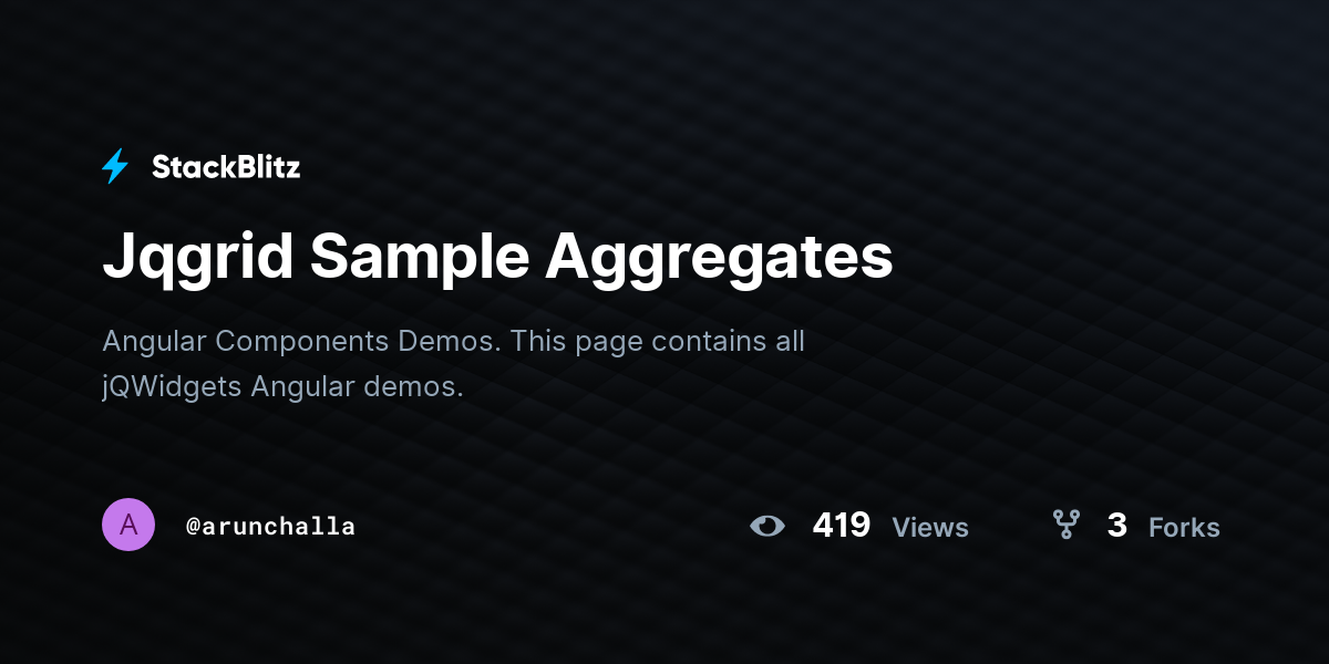 Jqgrid Sample Aggregates - StackBlitz