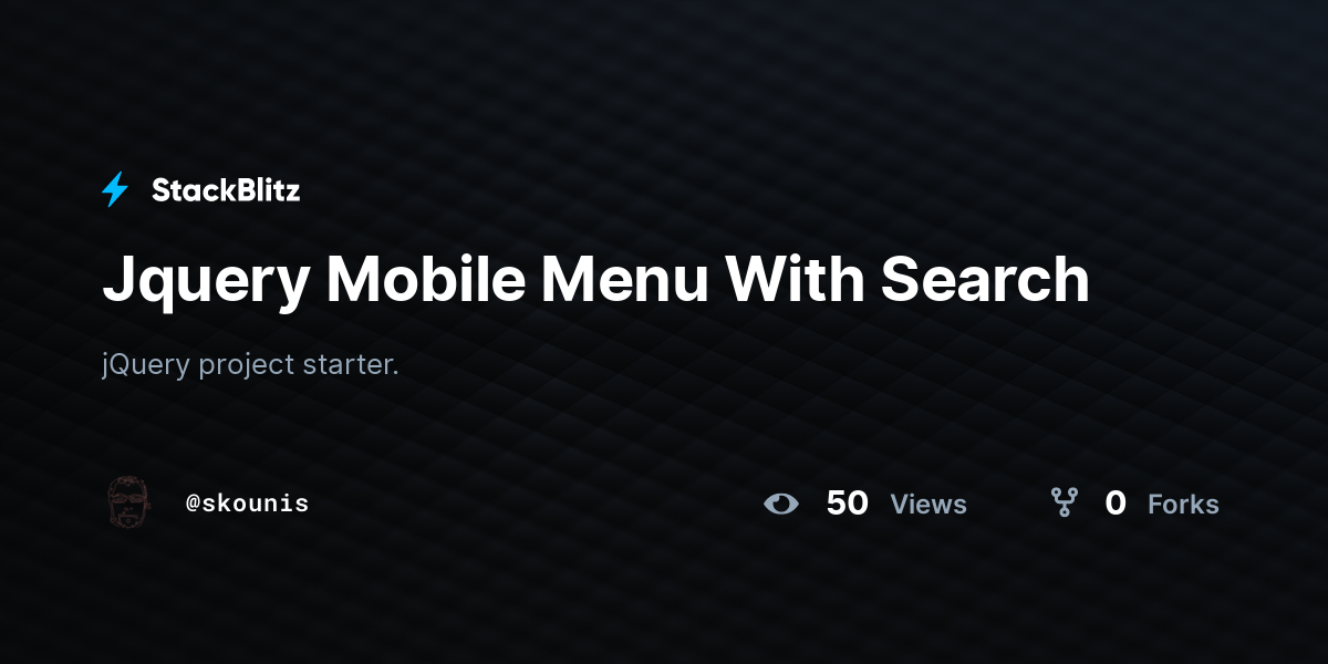 Jquery Mobile Menu With Search - StackBlitz