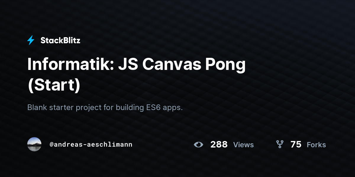 Informatik: JS Canvas Pong (Start) - StackBlitz