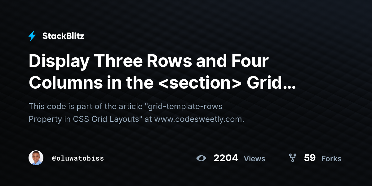 Display Three Rows and Four Columns in the Grid Container - StackBlitz