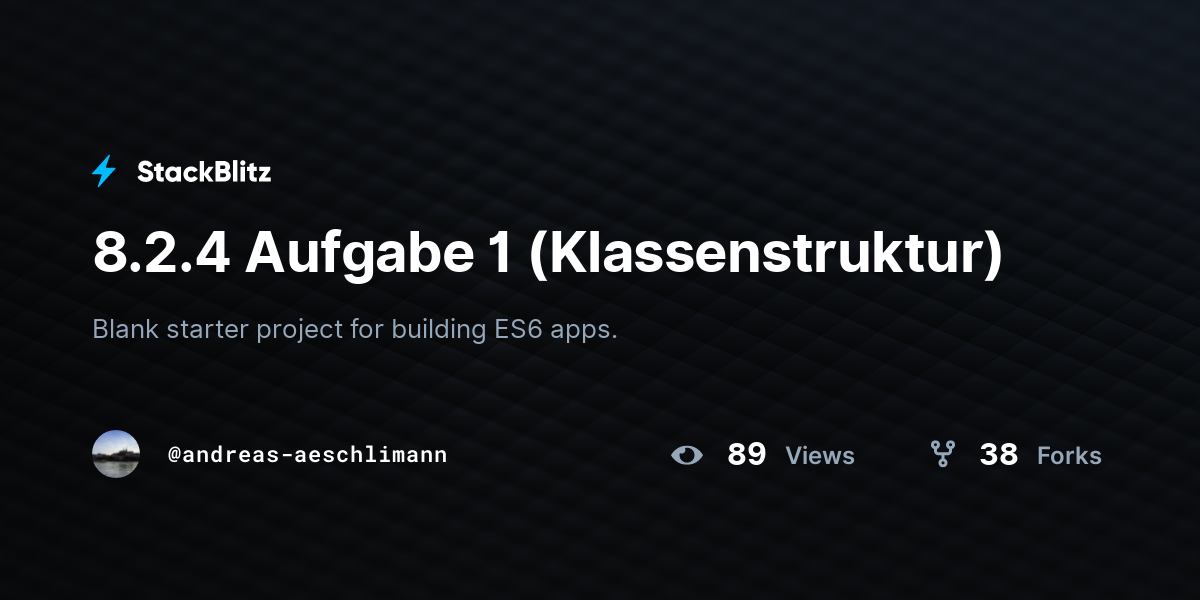 8.2.4 Aufgabe 1 (Klassenstruktur) - StackBlitz