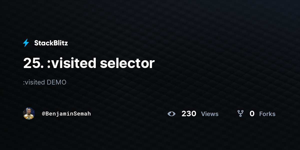 25. :visited selector - StackBlitz