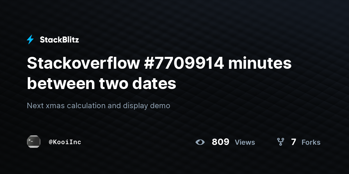 Stackoverflow #7709914 minutes between two dates - StackBlitz