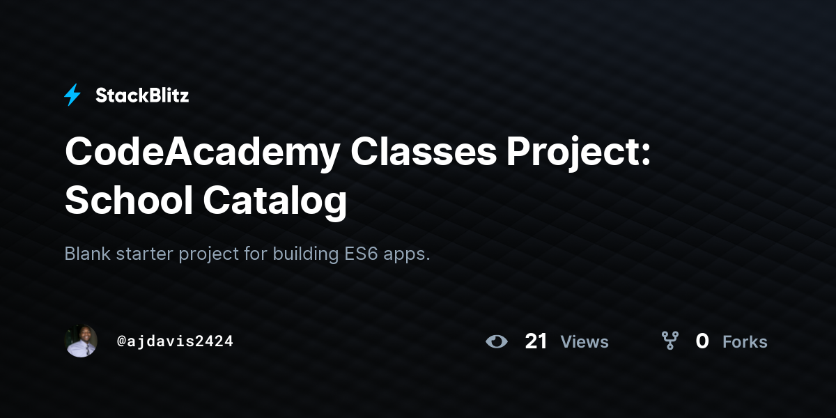 CodeAcademy Classes Project School Catalog StackBlitz