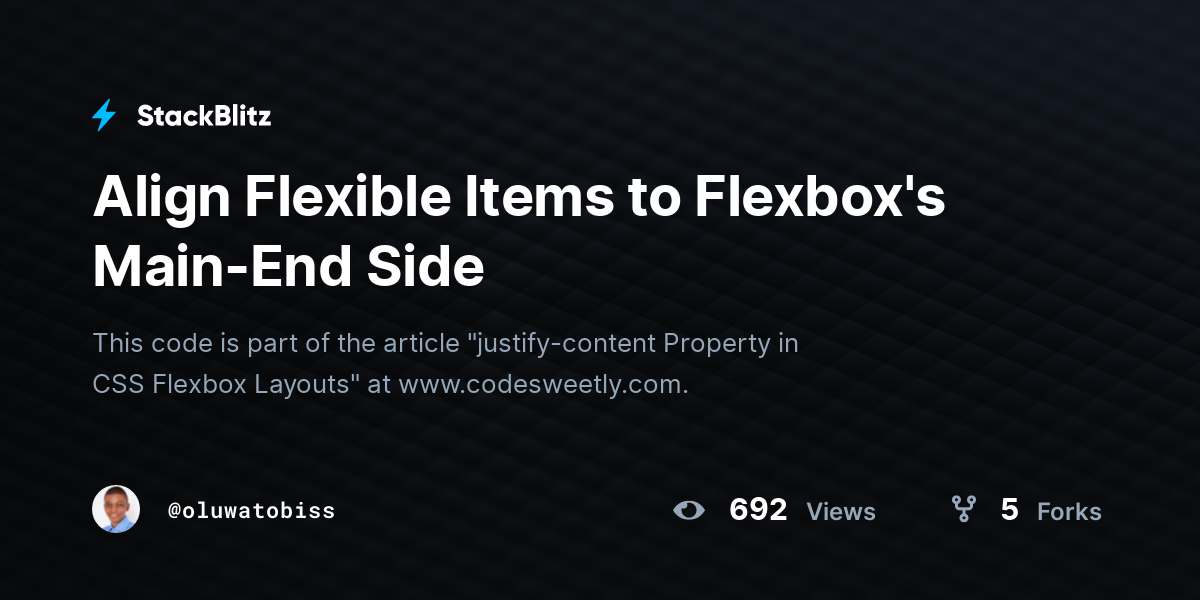 Align Flexible Items to Flexbox's Main-End Side - StackBlitz