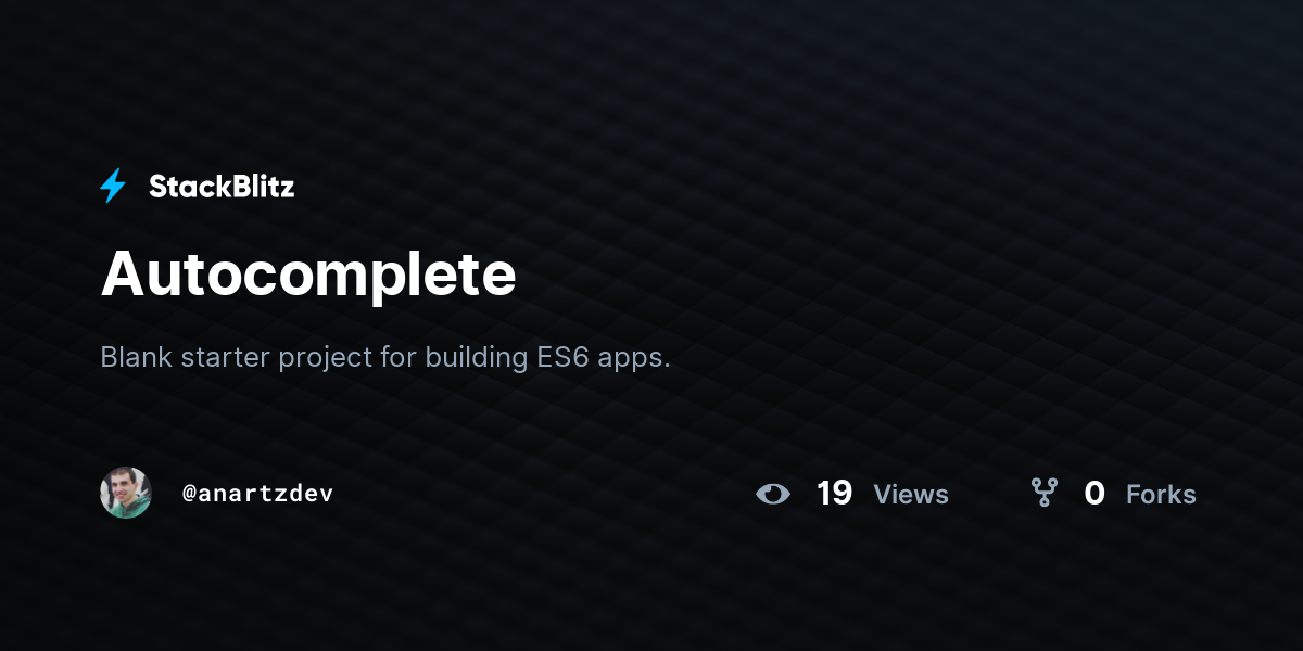 Autocomplete - StackBlitz
