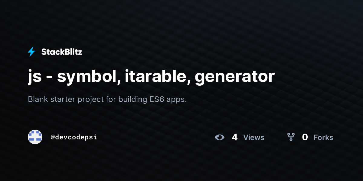 js - symbol, itarable, generator - StackBlitz