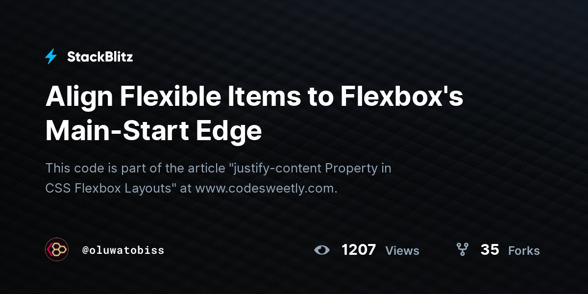 Align Flexible Items to Flexbox's Main-Start Edge - StackBlitz