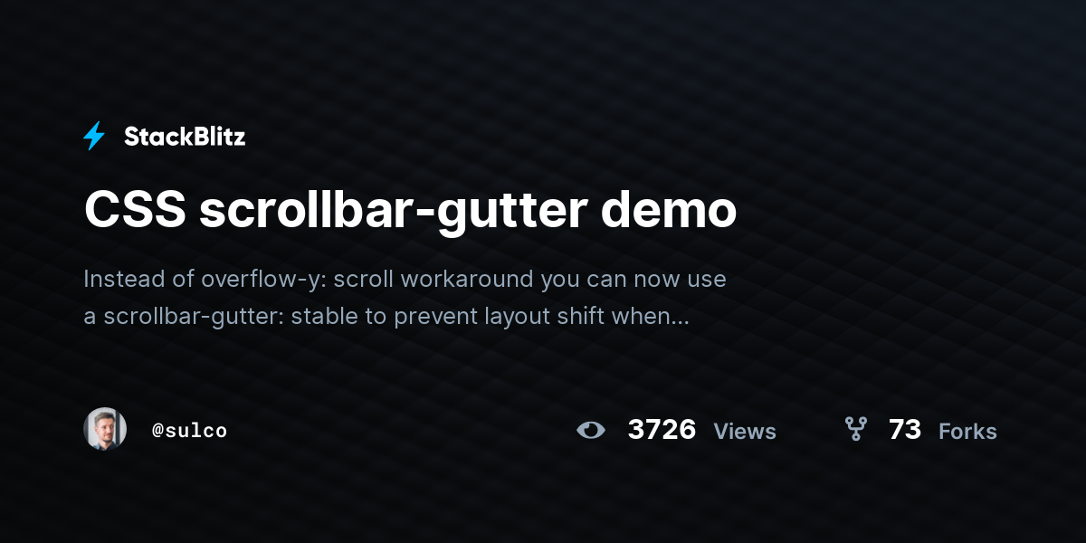 CSS scrollbargutter demo StackBlitz