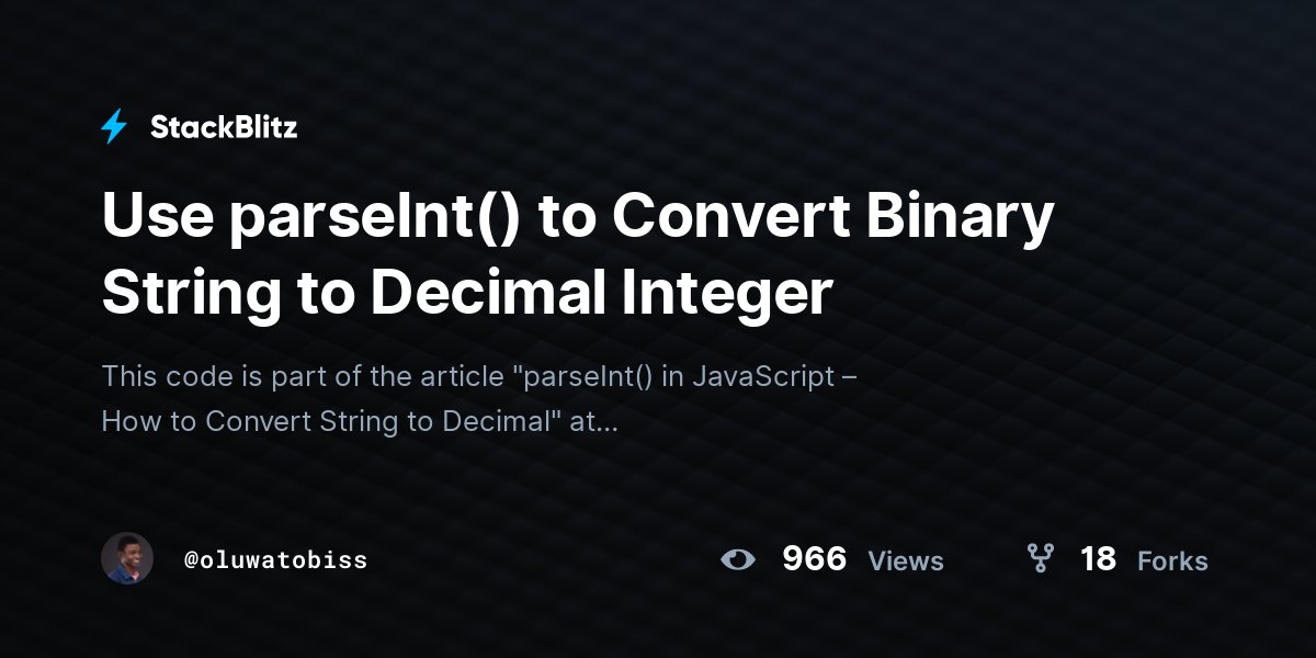 Convert Binary String To Decimal