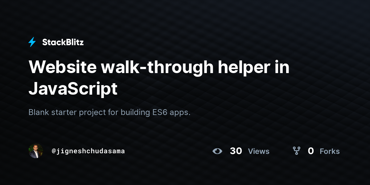 Website walk-through helper in JavaScript - StackBlitz