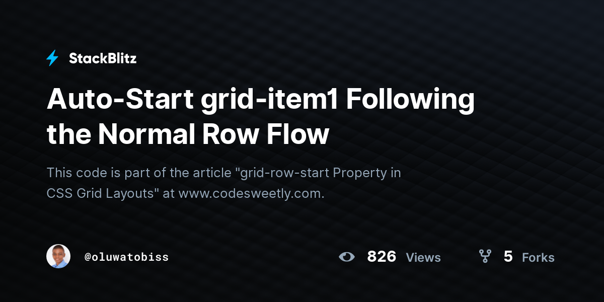 Auto-Start grid-item1 Following the Normal Row Flow - StackBlitz
