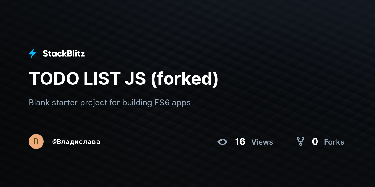 TODO LIST JS (forked) - StackBlitz