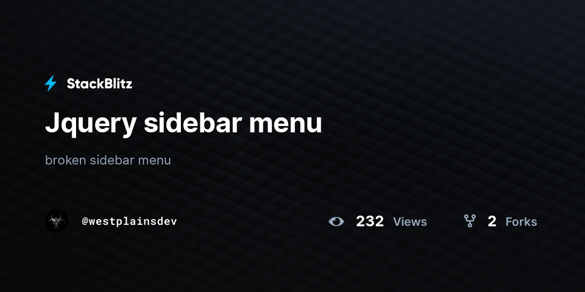 Jquery sidebar menu - StackBlitz