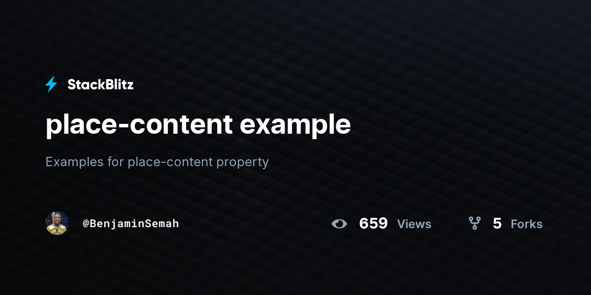 place-content example - StackBlitz