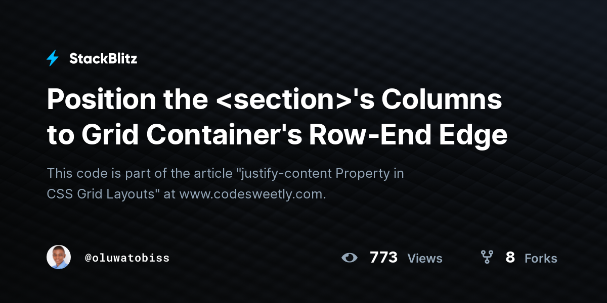 Position the 's Columns to Grid Container's Row-End Edge - StackBlitz