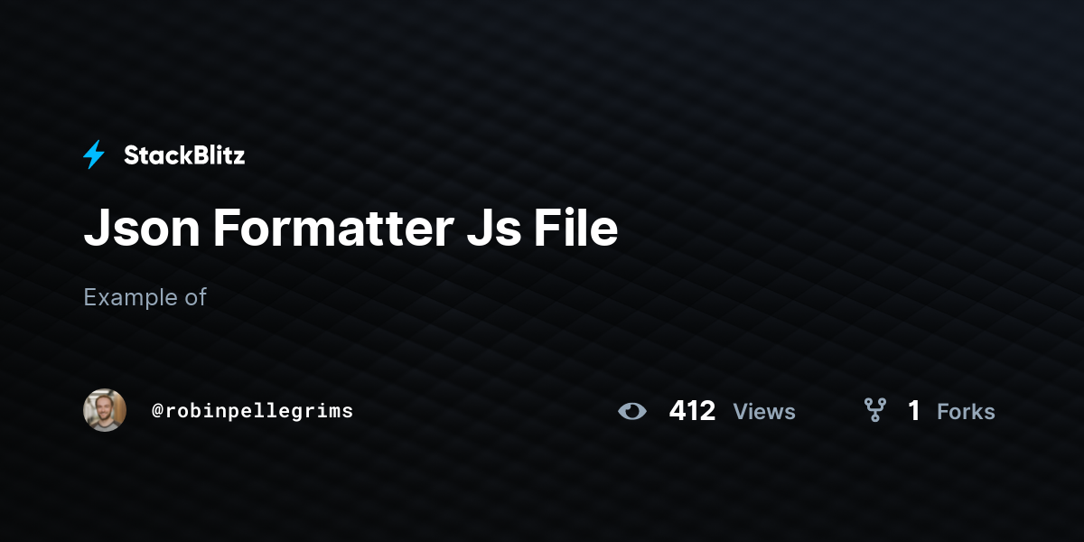 Json Formatter Js File - StackBlitz