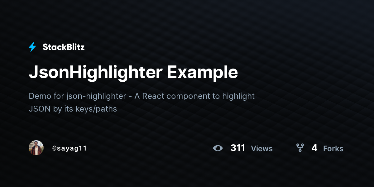 JsonHighlighter Example - StackBlitz