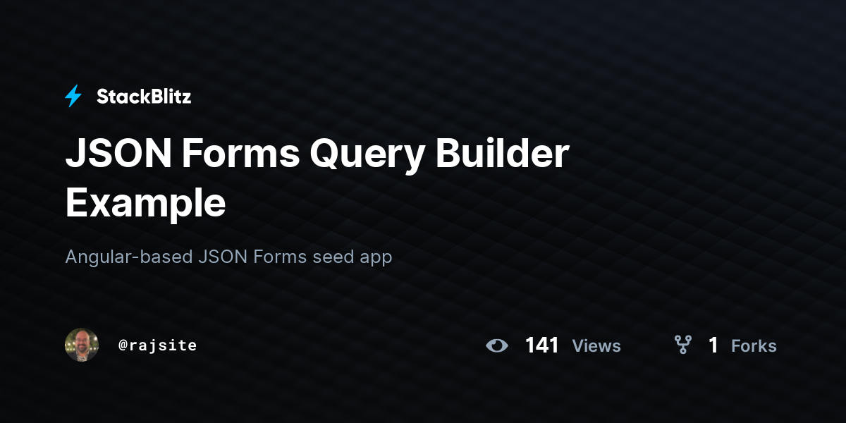 JSON Forms Query Builder Example - StackBlitz