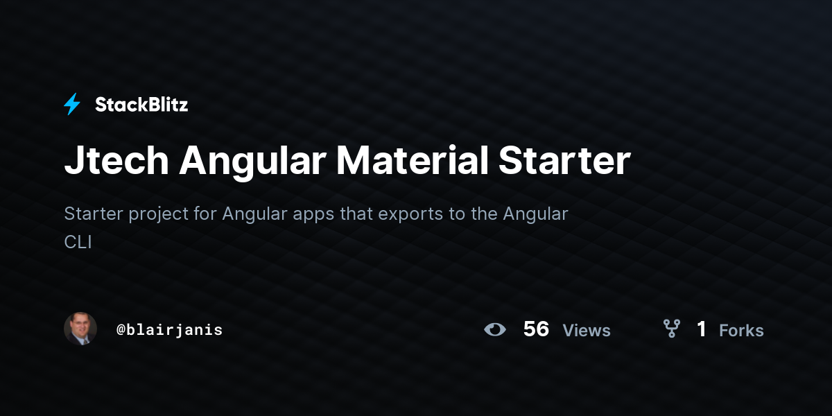 Jtech Angular Material Starter - StackBlitz