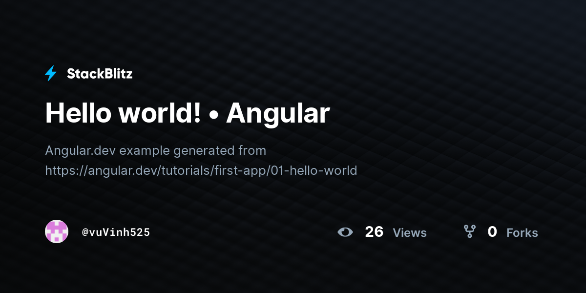 Hello world! • Angular - StackBlitz