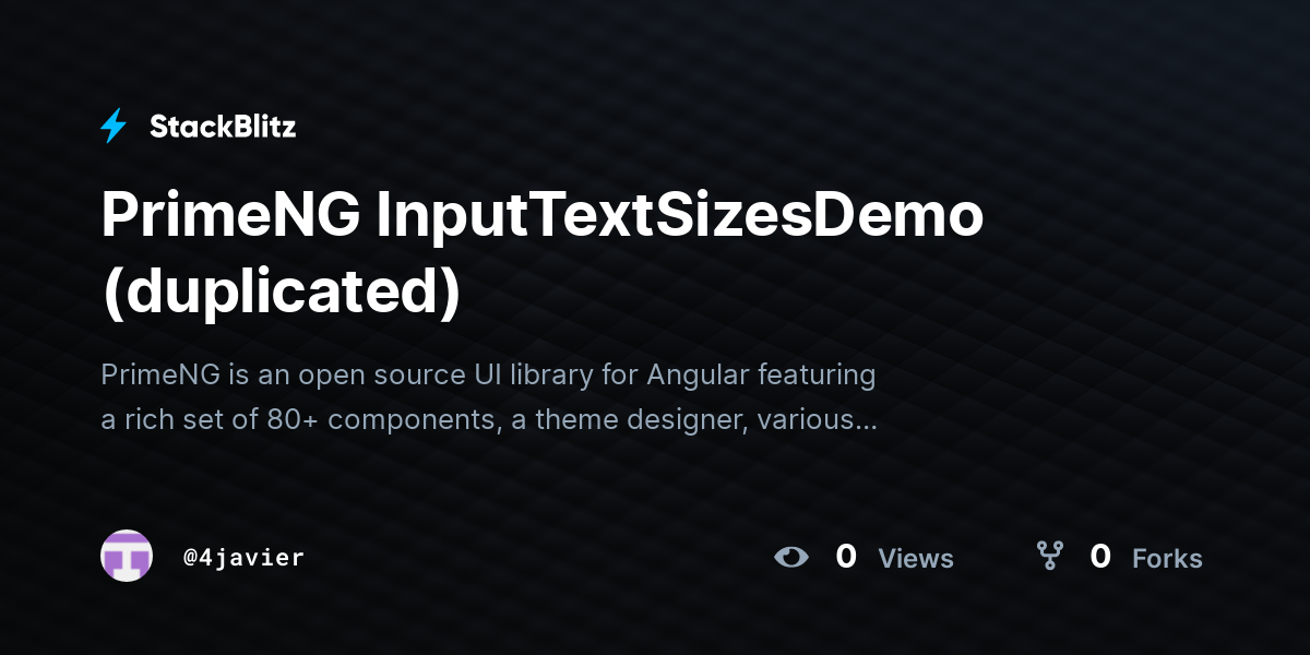 PrimeNG InputTextSizesDemo (duplicated) - StackBlitz