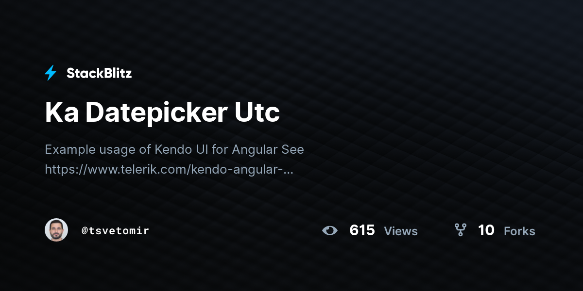 Ka Datepicker Utc - StackBlitz