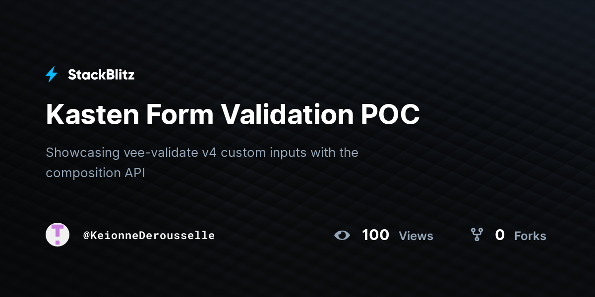Kasten Form Validation POC - StackBlitz