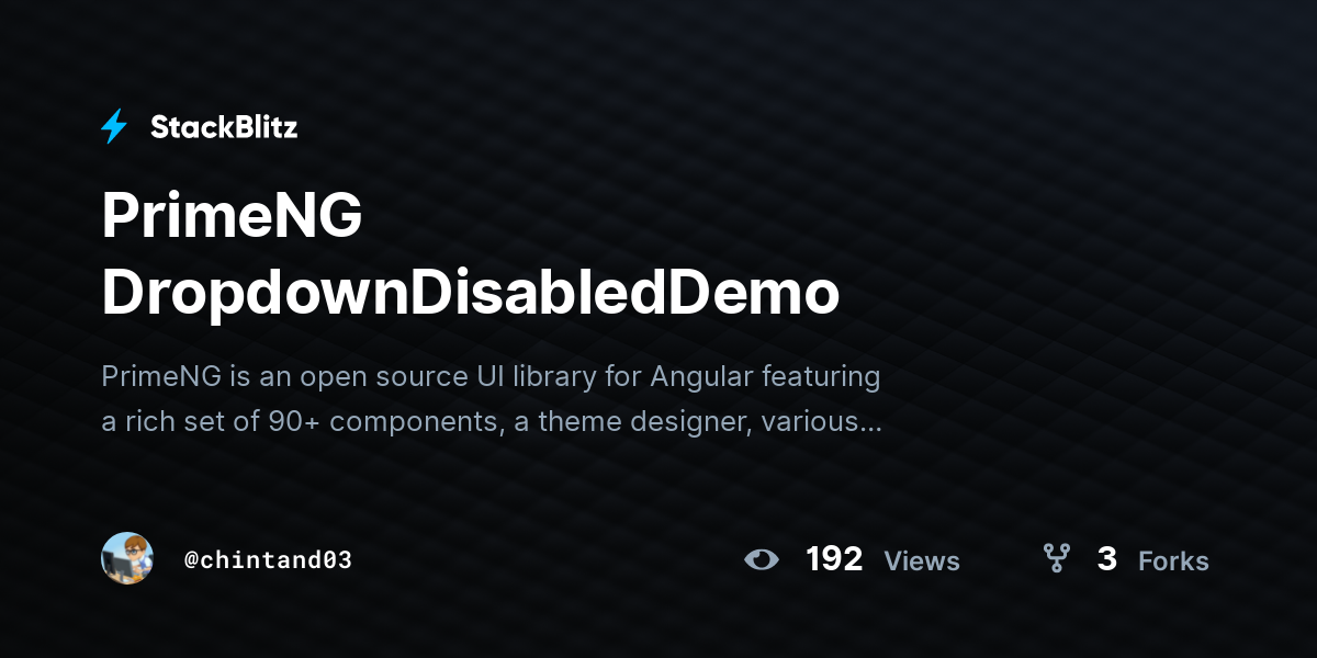 PrimeNG DropdownDisabledDemo - StackBlitz