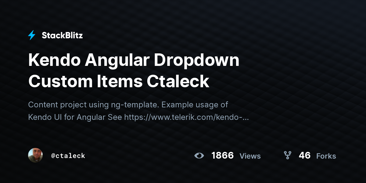 Kendo Angular Dropdown Custom Items Ctaleck - StackBlitz