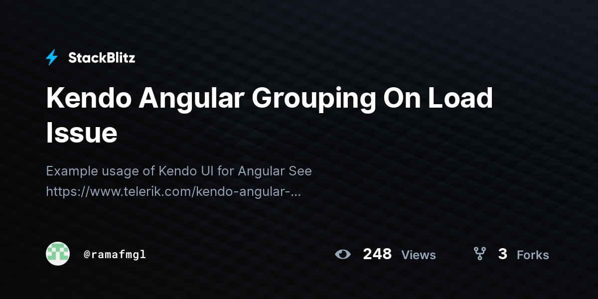 Kendo Angular Grouping On Load Issue - StackBlitz