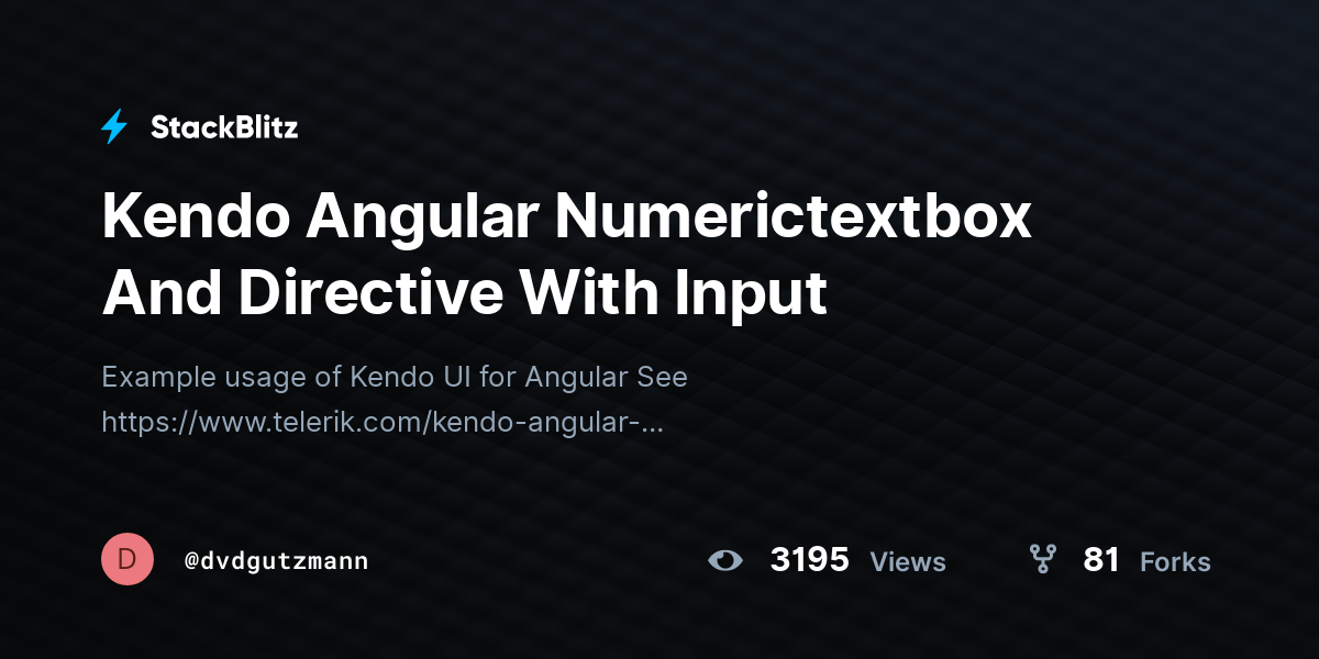 Kendo Angular Numerictextbox And Directive With Input - StackBlitz