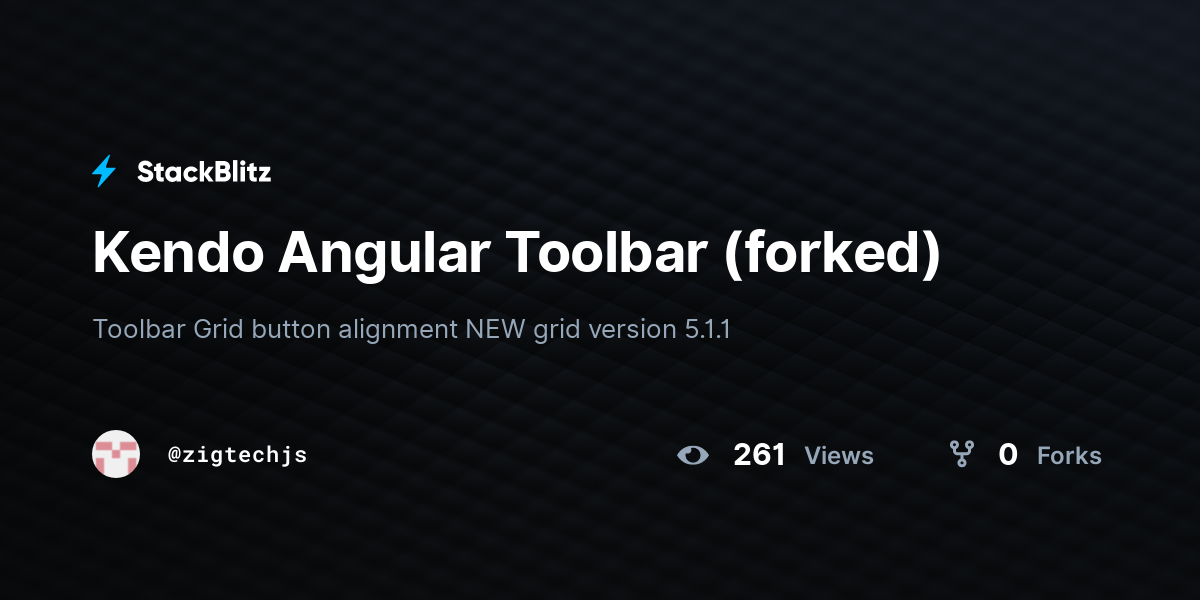 Kendo Angular Toolbar (forked) - StackBlitz