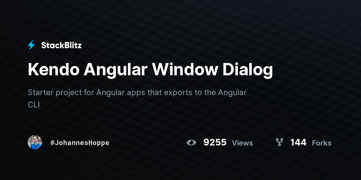 Kendo Angular Window Dialog StackBlitz