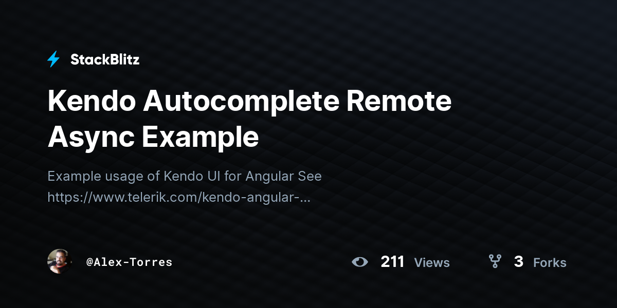 Kendo Autocomplete Remote Async Example - StackBlitz
