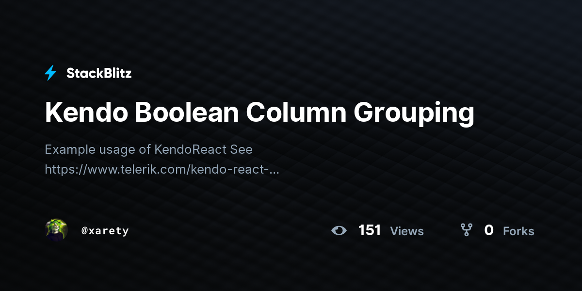 Kendo Boolean Column Grouping - StackBlitz
