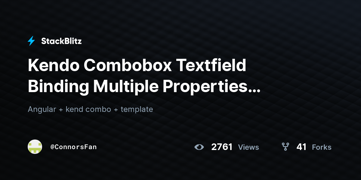 Kendo Combobox Textfield Binding Multiple Properties (forked) - StackBlitz