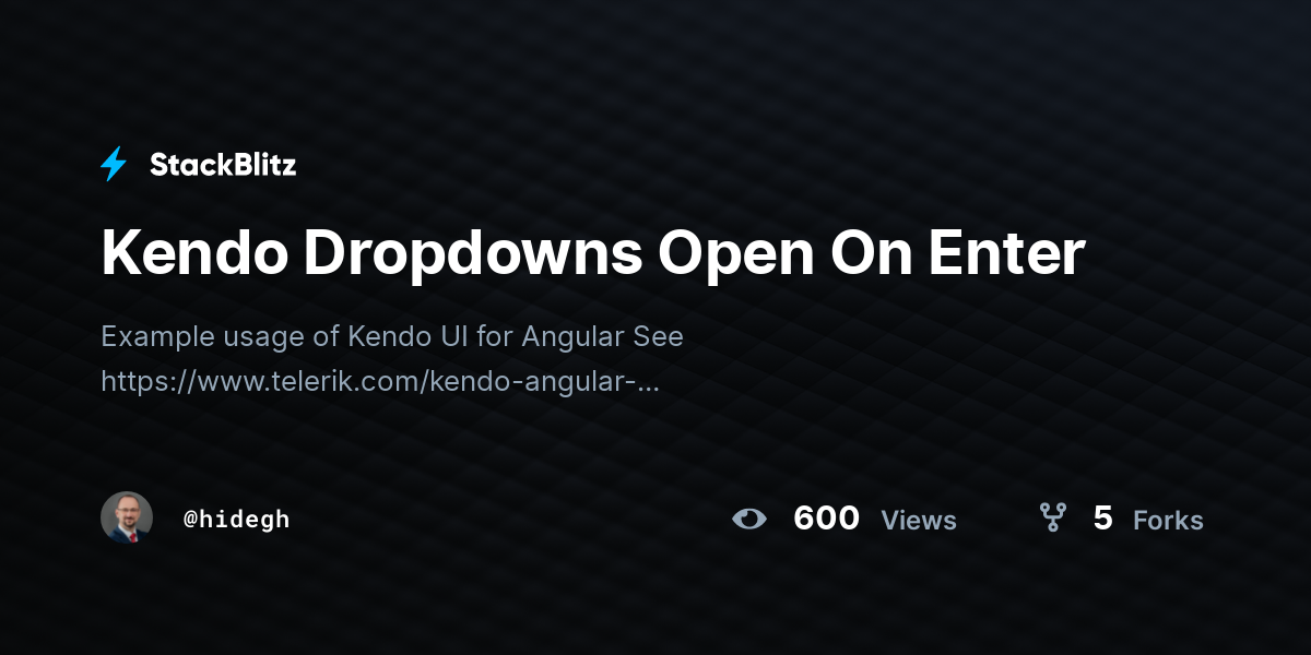 Kendo Dropdowns Open On Enter - StackBlitz