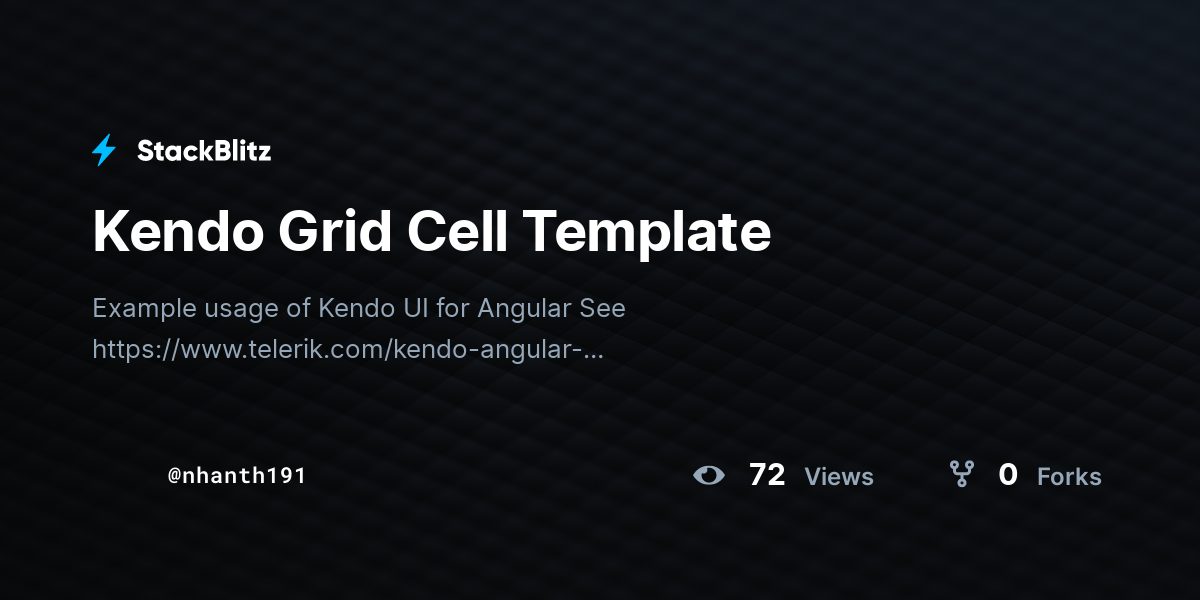 Kendo Grid Cell Template StackBlitz