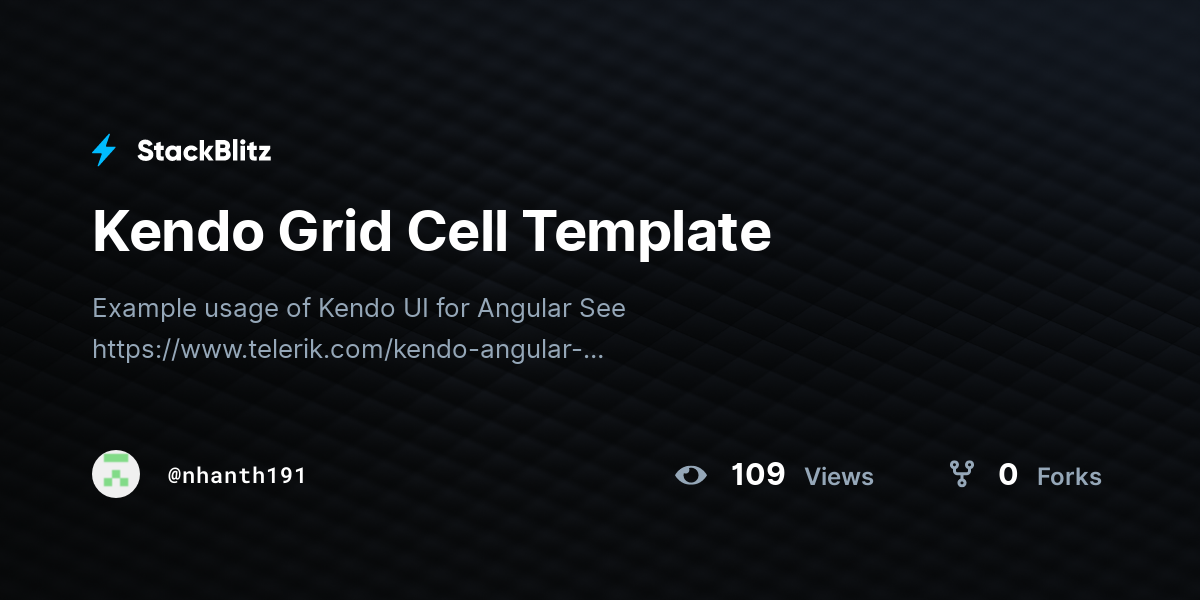 Kendo Grid Cell Template - StackBlitz